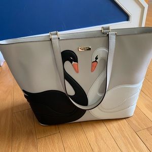 Kate Spade black and white swan tote bag